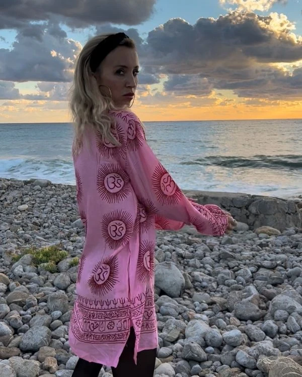 Kurta Shirt Pink Om – Bild 8