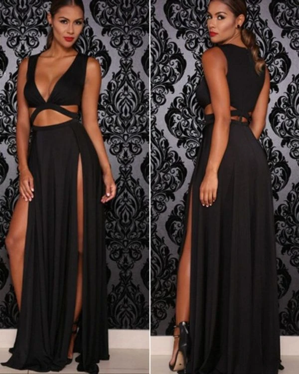 Langes Cut-Out Schlitz Kleid Dina