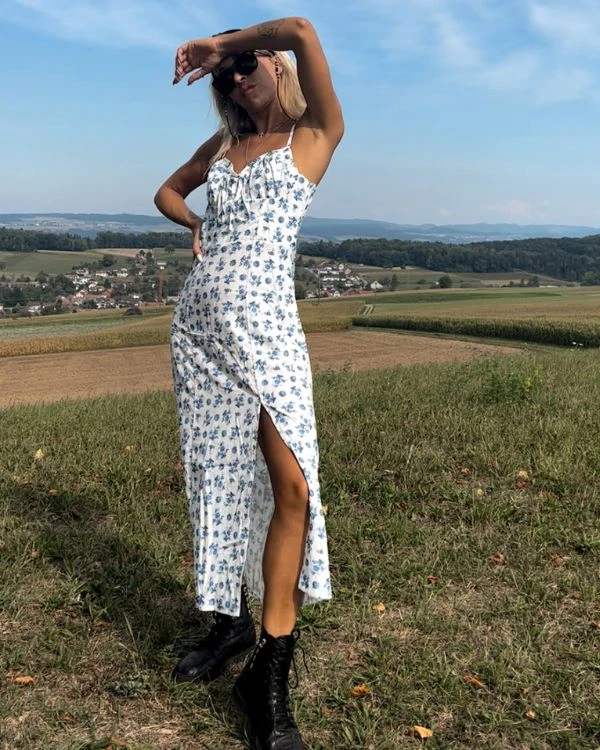 Langes Blumen Kleid Olina