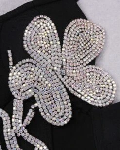 Langes Kleid Preciosa 15 Langes Kleid Preciosa -Herz Schmuck Geschaft Langes Kleid Damen asymmetrisch Bekleidung Elegant Mesh Cut Out Glitzer Blumen Strasssteine Flower Abendkleid Catwalk schwarz silber Preciosa 5