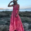Kleid Pink Goa -Herz Schmuck Geschaft Maxikleid Kleider Damen Bodenlang Kleid Sommer Boho Hippie Goa Fashion Style Rueckenfrei Om Indian pink rosa Pink Goa Cindy 5 129632