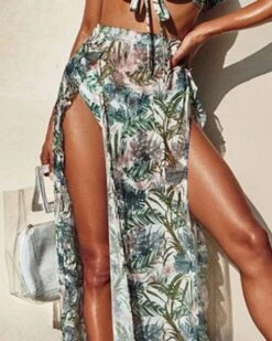 Rock De Sancho -Herz Schmuck Geschaft Maxirock Beachrock Strandrock Bikinirock Rock lang Damen gruen weiss Palmen Blumen De Sancho 2 331231