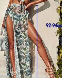 Rock De Sancho -Herz Schmuck Geschaft Maxirock Beachrock Strandrock Bikinirock Rock lang Damen gruen weiss Palmen Blumen De Sancho 3 628283