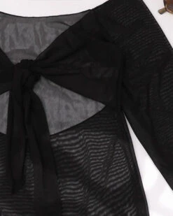 Schwarzes Mesh Kleid Gaby -Herz Schmuck Geschaft Mesh Kleid lang Maxikleid Bodenlang langarm Cut Out transparent Sommerkleid schwarz Strand Beach Cover Gaby 8