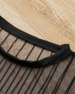 Kleid Mesh Valeria -Herz Schmuck Geschaft Mesh Kleid transparent Festival Strandkleid Streifen schwarz Valeria 4 679881