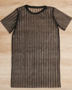 Kleid Mesh Valeria -Herz Schmuck Geschaft Mesh Kleid transparent Festival Strandkleid Streifen schwarz Valeria 5 410054