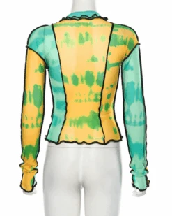 Mesh Shirt Iris Fuego -Herz Schmuck Geschaft Mesh Shirt Transparent langarm Damen Farbig Rollkragen Iris Fuego gelb gruen 2 460657