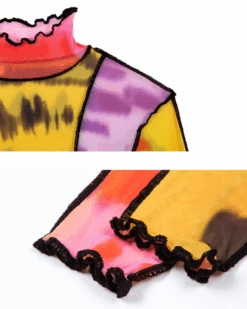 Mesh Shirt Iris Fuego -Herz Schmuck Geschaft Mesh Shirt Transparent langarm Damen Farbig Rollkragen Iris Fuego orange rosa schwarz 3 193808