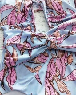 Monokini Badeanzug Fiorina -Herz Schmuck Geschaft Monokini Badeanzug Badekleid langarm Design Floral Badekleid Bademode Damen Blumen Sommer hellblau rosa Fiorina 5 606349