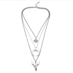 Multi Halskette Taurus Eye 7 Multi Halskette Taurus Eye -Herz Schmuck Geschaft Multilayer Halskette Choker Damen Multi Leichtmetall Modeschmuck 3 Ketten Anhaenger Stierkopf Mond Fatima Auge Boho Schmuck Schweiz Taurus Eye silber 3
