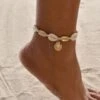 Muschel Fusskette Golden Shell -Herz Schmuck Geschaft Muschelkette Fusskette Muscheln Anklet Fussgelenk weiss gold Beach Modeschmuck Boho Schmuck Damen Golden Shell 1 188536