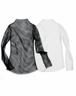 Shirt Luana -Herz Schmuck Geschaft Netz Shirt langarm Fischnet Festivalstyle Luana schwarz weiss 1 800159
