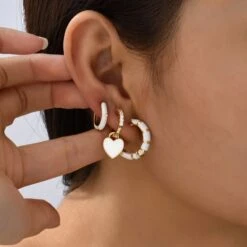 Ohrringe Set Amor Blanco -Herz Schmuck Geschaft Ohrringe Set Damen Modeschmuck Schmuck Ohrring Zirkonia Herz Symbol Amor Blanco weiss gold 2