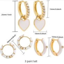 Ohrringe Set Amor Blanco -Herz Schmuck Geschaft Ohrringe Set Damen Modeschmuck Schmuck Ohrring Zirkonia Herz Symbol Amor Blanco weiss gold 3
