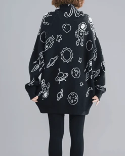 Oversize Pullover Manc 14 Oversize Pullover Manc -Herz Schmuck Geschaft Oversize Strickpullover Pullover Damen Sweater Kragen Planeten Universum schwarz weiss Manc 2 947070