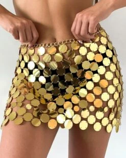 Disco Pailletten Rock Laviza -Herz Schmuck Geschaft Pailletten Disco Rock Platten Rund Kreise Festival Clubwear Laviza gold 2