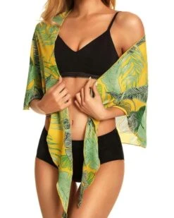 Pareo Cover-Up Tropicana 17 Pareo Cover-Up Tropicana -Herz Schmuck Geschaft Pareo Sarong Cover Up Beach Strand Tuch asymmetrisch Rock Top Pareos Boho Tropical hellgruen gruen blaetter 3
