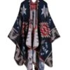 Ethno Cape Vero -Herz Schmuck Geschaft Poncho Cape Unisex Damen Herren Boho Ethno Hippie Bohemian Fashion Strick Baumwolle Bekleidung asymmetrische Ponchos Schweiz blau rot Vero 1