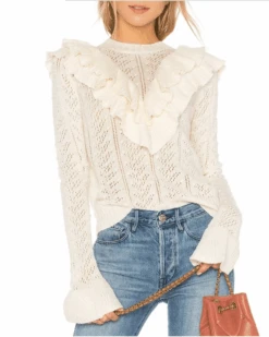 Pullover Helene -Herz Schmuck Geschaft Pullover Damen Spitzenpullover Strickpullover Knitted V Ausschnitt weiss Details Helen 1 781810