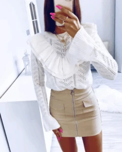 Pullover Helene -Herz Schmuck Geschaft Pullover Damen Spitzenpullover Strickpullover Knitted V Ausschnitt weiss Details Helen 5 335289