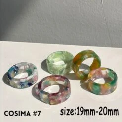 Farbige Ringe Vintage Cosima -Herz Schmuck Geschaft Ringe Ringsets Acryl Ring Sets Vintage Retro Schmuck Accessoires Farbig Bunt diverse Formen Cosima farbig gruen rosa batik 7 549625