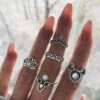 Ring Set Lotus Lena -Herz Schmuck Geschaft Ringset Fingerring Ringe Damen Schmuck Accessoires Boho silber Steine Mond Ethno Gipsy Lotus Lena 1 838161