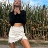 Mini Rock La Missy -Herz Schmuck Geschaft Rock Damen Minirock Skirt Boho Hippie Anhaenger Deko Muscheln Asymmetrisch Reissverschluss creme beige La Missy Cindy 4