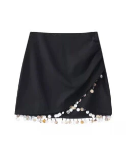 Mini Rock La Missy 11 Mini Rock La Missy -Herz Schmuck Geschaft Rock Damen Minirock Skirt Boho Hippie Anhaenger Deko Muscheln Asymmetrisch Reissverschluss schwarz La Missy 1