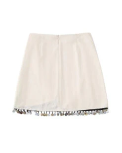 Mini Rock La Missy 15 Mini Rock La Missy -Herz Schmuck Geschaft Rock Damen Minirock Skirt Boho Hippie Anhaenger Deko Muscheln Asymmetrisch Reissverschluss weiss La Missy 2