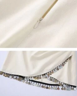 Mini Rock La Missy 16 Mini Rock La Missy -Herz Schmuck Geschaft Rock Damen Minirock Skirt Boho Hippie Anhaenger Deko Muscheln Asymmetrisch Reissverschluss weiss La Missy 3