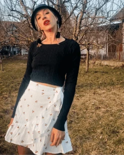 Kurzer Rock Cherry Cherry 12 Kurzer Rock Cherry Cherry -Herz Schmuck Geschaft Rock Mini Wrap Wickelrock Kurz Sommer Damen Baumwolle Kirschen Cherry weiss Cindy 1