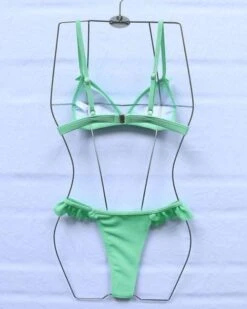 Ruffled Bikini Carmen -Herz Schmuck Geschaft Ruffle Bikini Bademode Damen Ruffled High Waist Triangel Badehose Slip Pastell Farben Schweiz JustStyle Carmen mint gruen 3 181808