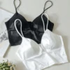 Satin Crop Top Joy -Herz Schmuck Geschaft Satin Top Crop Top Lingerie Damen Joy schwarz weiss 1 628261