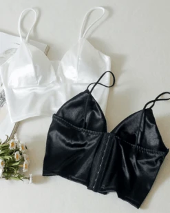 Satin Crop Top Joy -Herz Schmuck Geschaft Satin Top Crop Top Lingerie Damen Joy schwarz weiss 2 574186