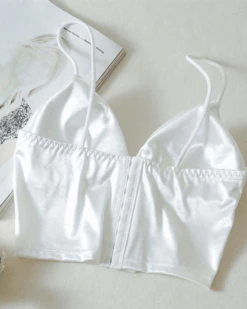 Satin Crop Top Joy -Herz Schmuck Geschaft Satin Top Crop Top Lingerie Damen Joy weiss 3 101976