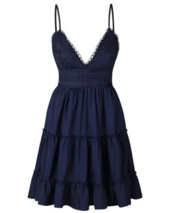 Schwarzes Kleid Elea 7 Schwarzes Kleid Elea -Herz Schmuck Geschaft Schwarzes Damen Mini Kleid Kleidchen Traeger Ausschnitt Ruffle Effekt Rueckenfrei Schlaufe Elea schwarz 3