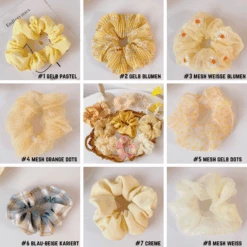 Scrunchies Haargummi Sunny -Herz Schmuck Geschaft Scrunchie haargummi stoff mesh blumen weich scrunchies viele farben haare haarschmuck haarband sunny alle 1 867783
