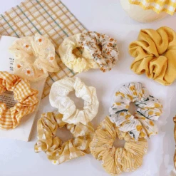 Scrunchies Haargummi Sunny -Herz Schmuck Geschaft Scrunchie haargummi stoff mesh blumen weich scrunchies viele farben haare haarschmuck haarband sunny alle 3 736400