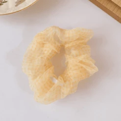 Scrunchies Haargummi Sunny -Herz Schmuck Geschaft Scrunchie haargummi stoff mesh blumen weich scrunchies viele farben haare haarschmuck haarband sunny mesh orange dots 392536