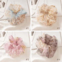Scrunchie Agua Flores -Herz Schmuck Geschaft Scrunchie haargummi stoff mesh transparent style elegant weich scrunchies viele farben haare haarschmuck agua flores alle 5 170866