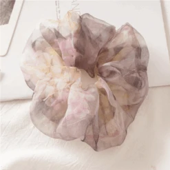 Scrunchie Agua Flores -Herz Schmuck Geschaft Scrunchie haargummi stoff mesh transparent style elegant weich scrunchies viele farben haare haarschmuck agua flores dunkelviolet 179179