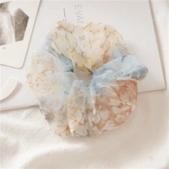 Scrunchie Agua Flores -Herz Schmuck Geschaft Scrunchie haargummi stoff mesh transparent style elegant weich scrunchies viele farben haare haarschmuck agua flores hellblau braun 335415