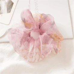 Scrunchie Agua Flores -Herz Schmuck Geschaft Scrunchie haargummi stoff mesh transparent style elegant weich scrunchies viele farben haare haarschmuck agua flores rosa 967948