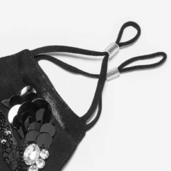 Schwarze Designer Maske Black Swan -Herz Schmuck Geschaft Seidenmaske Stoffmaske Schwarz Designer Maske Alltagsmaske Paillette Schwan Black Swan 6