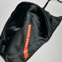 Seidenmaske Just Style -Herz Schmuck Geschaft Seidenmaske Stoffmaske aus Seide Satin Schwarze Mundschutzmaske Anti Pickel Mund Nasen Bedeckung Just Style rot Logo Jasmin schwarz details 1 451289