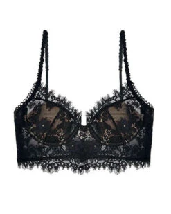 Sensual Dessous Set Saelly -Herz Schmuck Geschaft Sensual Lingerie Dessous Erotik Reizwaesche Spitzen Lace Blumenmuster Zweierset Crop Top BH String Tanga Saelly schwarz 1