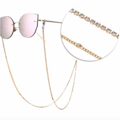 Sonnenbrille Kette Shiny -Herz Schmuck Geschaft Sonnenbrillenkette Brillenkette Accessoires Sommer Glitzer Strasssteine gold Shiny 3 434703