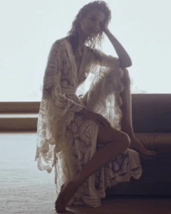 Kimono La Brisa -Herz Schmuck Geschaft Spitzen Kimono Cardigan Beach Coverup Bohemian La Brisa weiss 2 577617