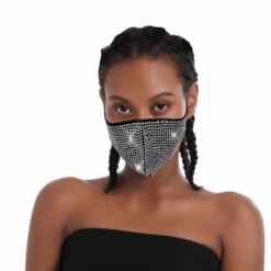 Stoffmaske Sparkle Sparkle -Herz Schmuck Geschaft Stoffmaske Gesichtsmaske Maske Festival Party Sparkle Sparkle schwarz silber 1 522612