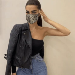 Maske Snake Snake -Herz Schmuck Geschaft Stoffmaske Gesichtsmaske Mundschutz Damen Fashion Style Animalprint Schlange Snake Snake gruen 2 772515